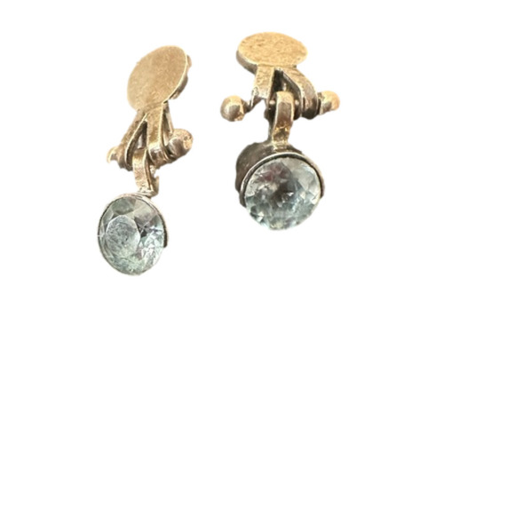 Unique Sterling Hinged Post Earrings with Light Blue Gemstone - Picture 1 of 4